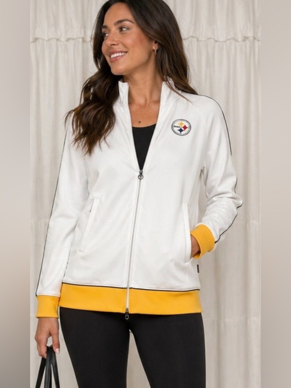NFL Steelers Reebok Track Jacket Full Zip up sz M 💛